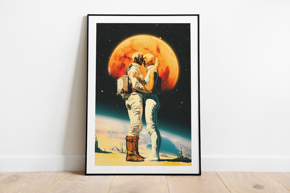 Intergalactic Love Retro Futuristic Sci-Fi Art Print
