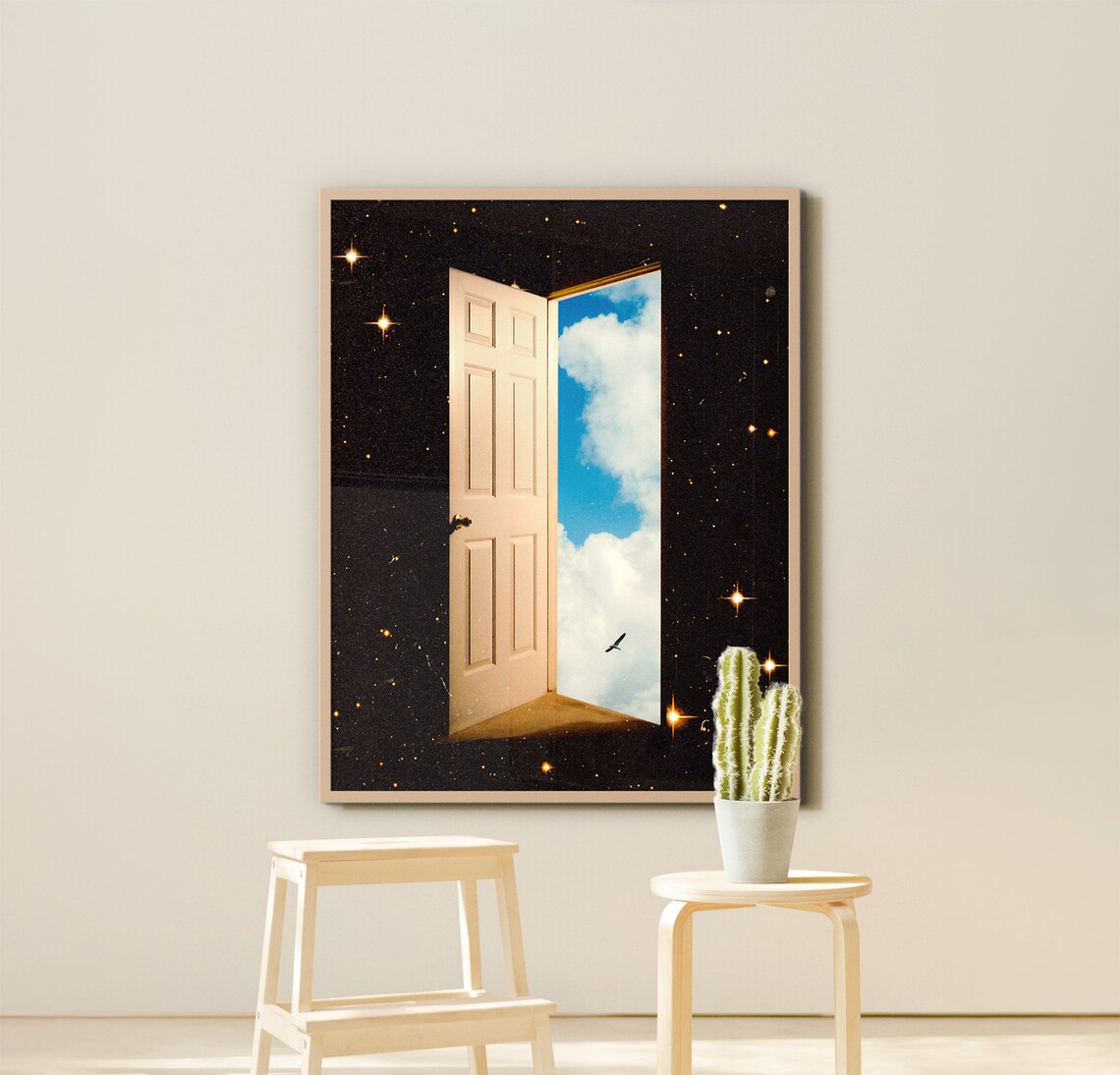 The Portal Retro Futuristic Cosmic Collage Art Print - Image 2