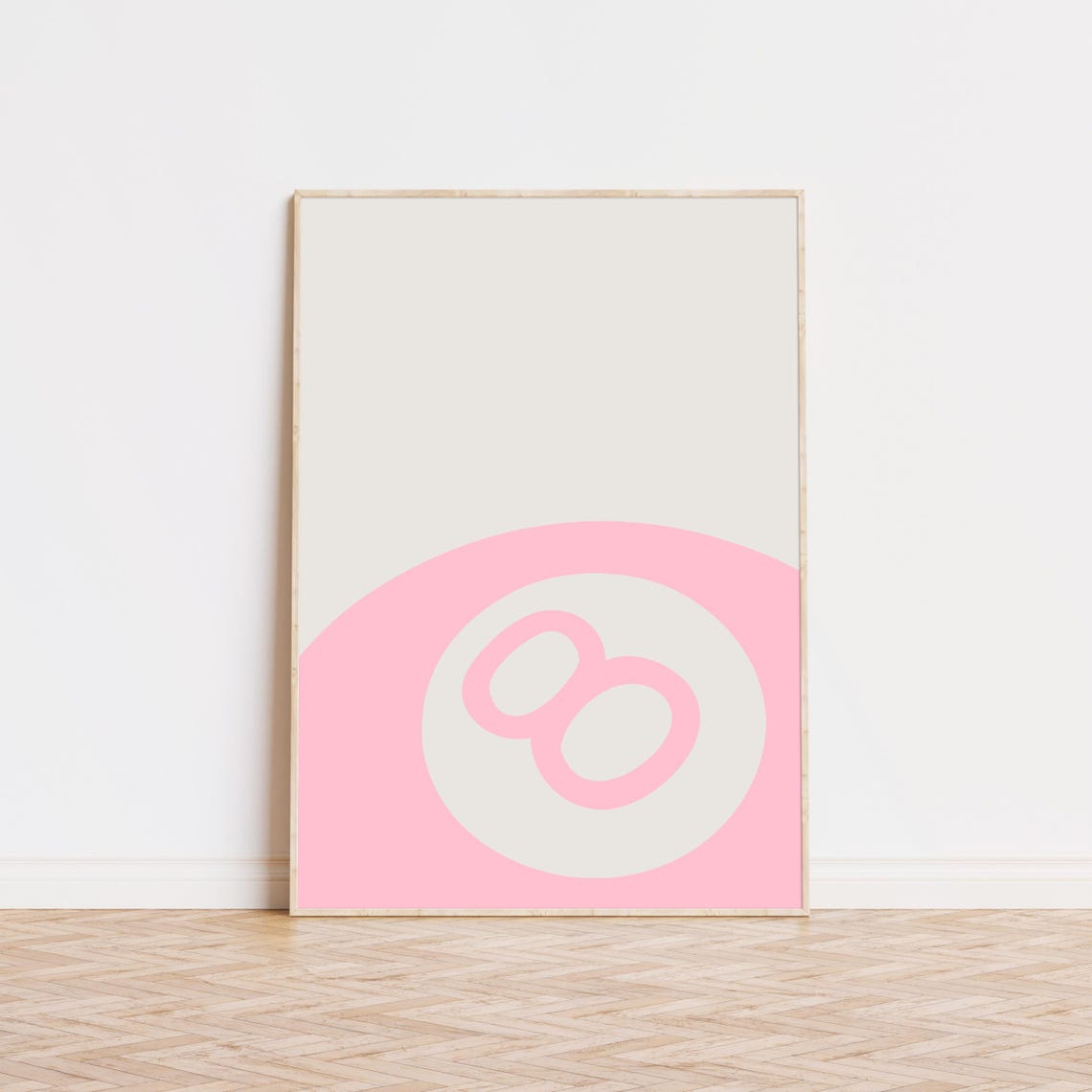 Pink Lucky Eight Ball Minimalist Trendy Retro Pool Game Poster