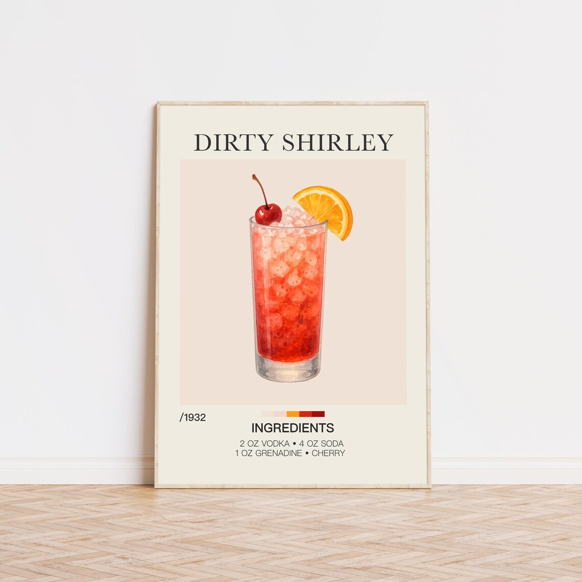 Dirty Shirley Cocktail Recipe Bar Cart Art Print