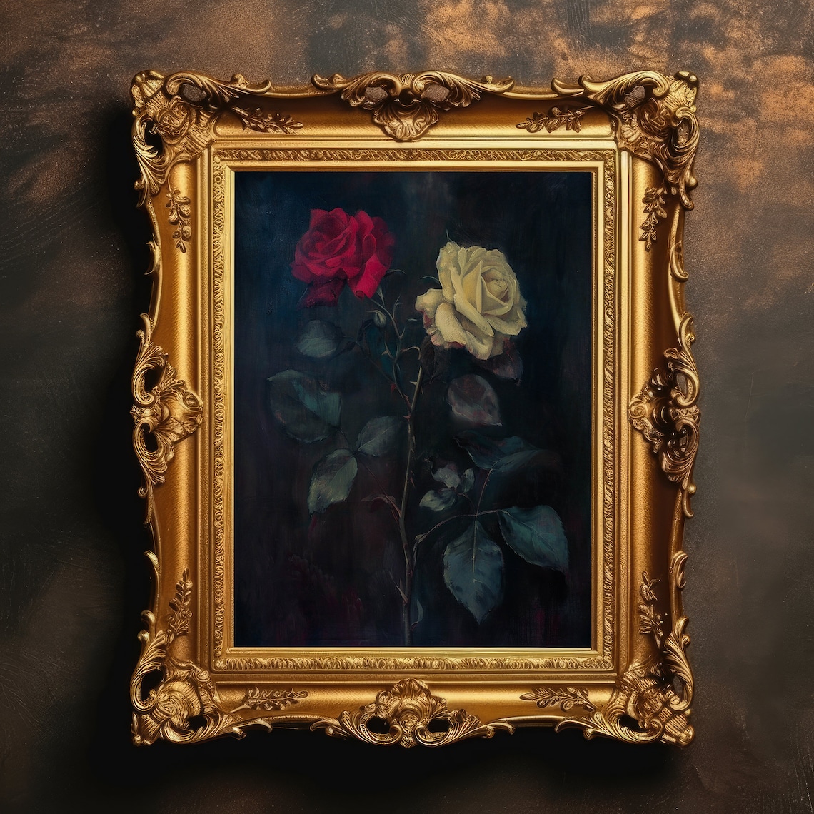 Roses Dark Academia Art Print, Botanical Gothic Decor