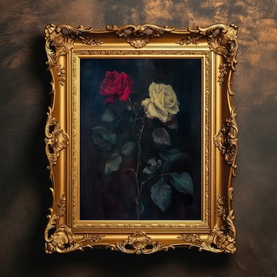Roses Dark Academia Art Print, Botanical Gothic Decor