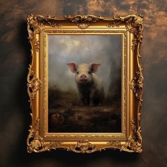 Vintage Pig Art Print, Farmhouse Nursery Decor