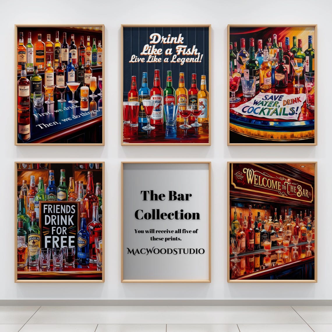 Bar Art Collection 5 Vibrant Prints To Transform Your Home Bar And Elevate Your Space Unique Decor For Pub Lounge - Image 4