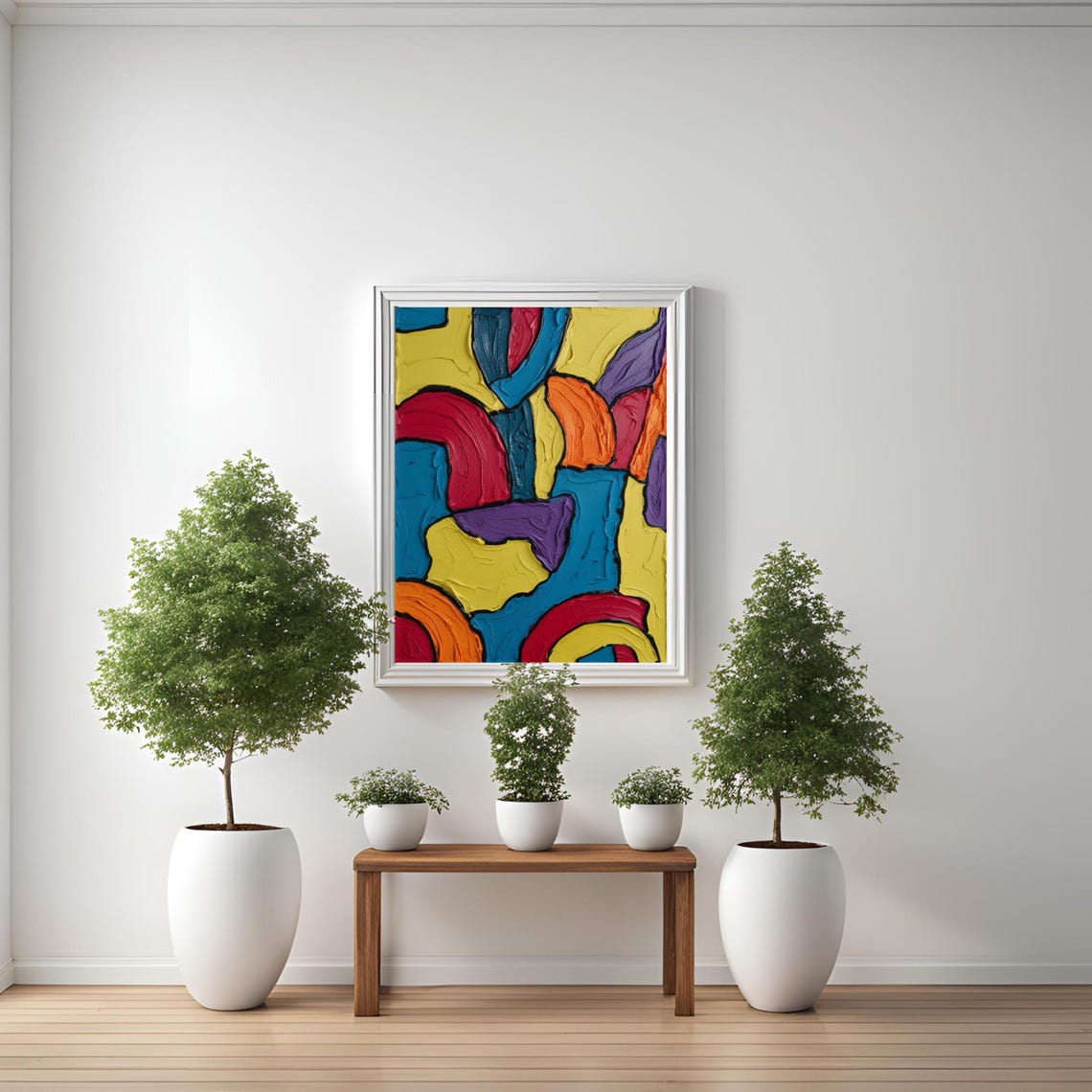 Vibrant Mosaic Colorful Abstract Impasto Contemporary Poster - Image 3