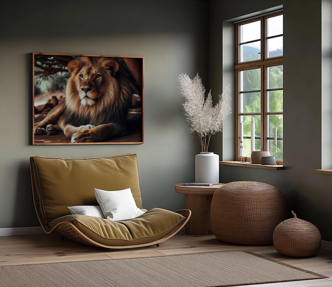African Lion Resting Regal Wildlife Photography Portrait Poster - Image 2