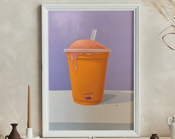 Thai Milk Tea Oil Painting Print Artwork Print At Home Wall Art Wall Art Print Instant Art