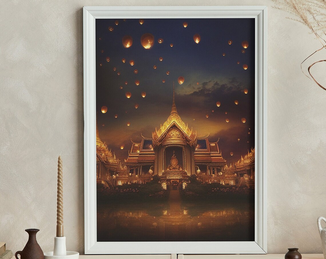 Golden Bangkok Grand Palace Magical Lantern Festival Night Poster