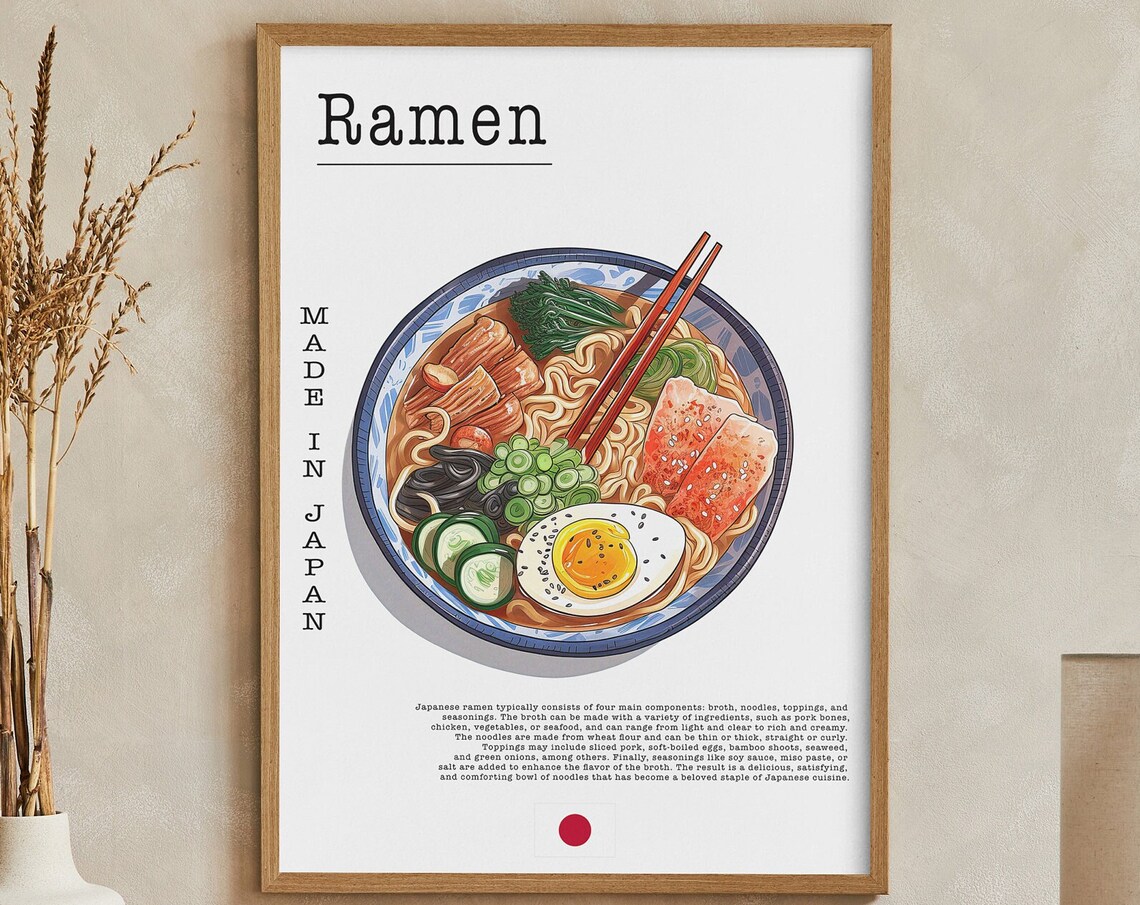 Japanese Ramen Bowl National Dish Made in Japan Food Wall Poster