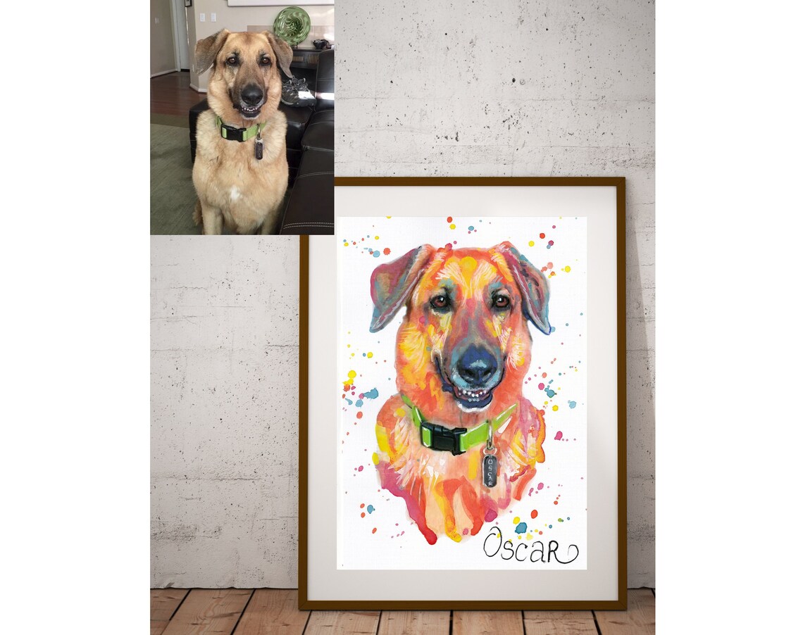 Custom Pet Portrait Pet Painting From Photo Custom Dog Portrait Custom Pet Drawing Pet Memorial Gift Pet Art Pet Portrait Art Print