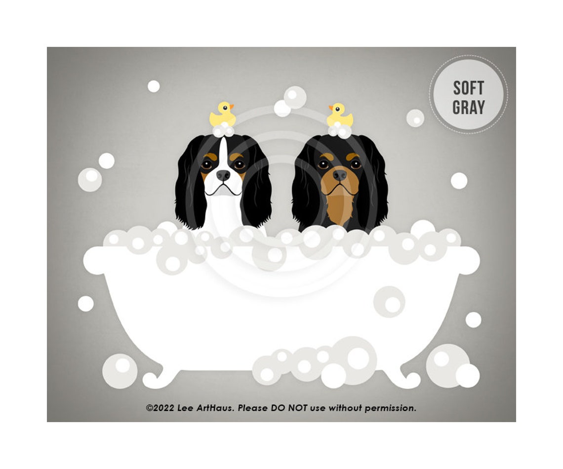 Two Cavalier Spaniels In Bubble Bath With Rubber Ducks Dog Art Poster - Image 4