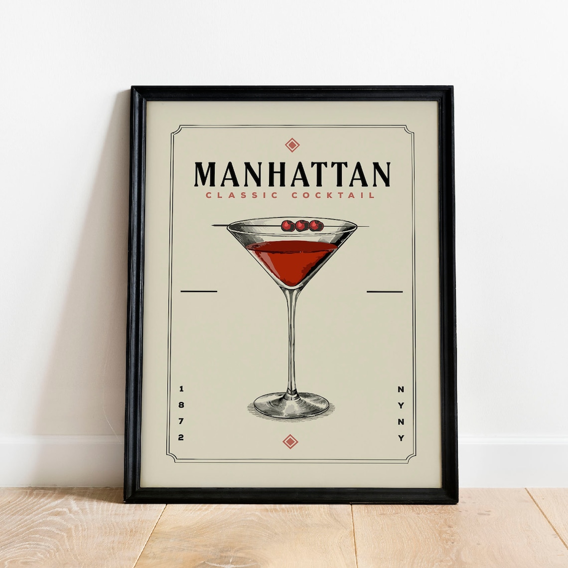 Manhattan Cocktail Vintage Poster Print, Home Decor