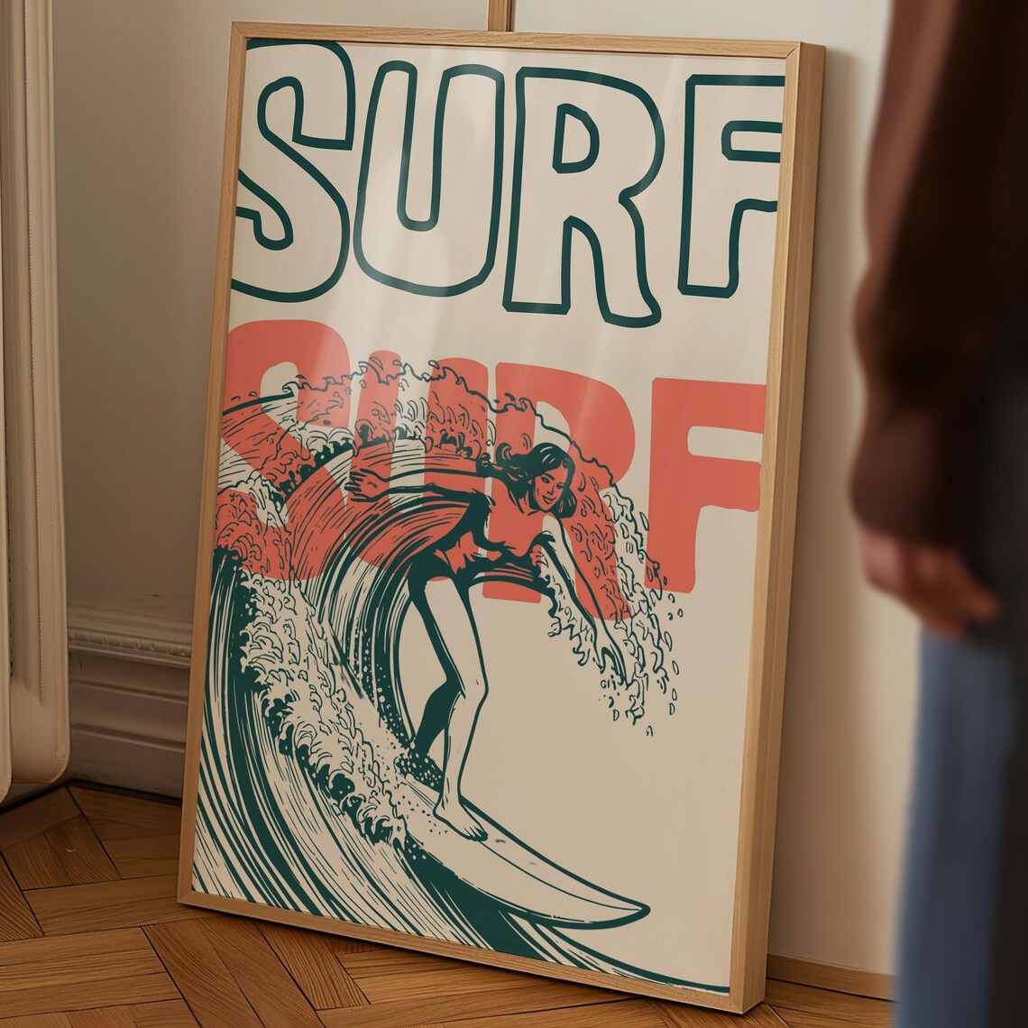 Retro Surfing Poster, Vintage Surfboard Travel Poster