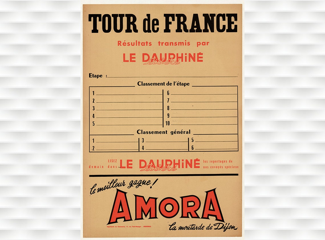 Le Dauphine Libere Amora Mustard Tour de France Scoreboard Poster