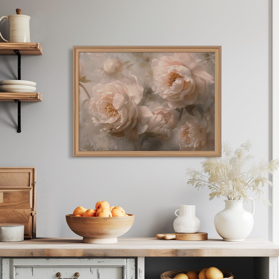 Blush Pink Peonies Soft Floral Painting Romantic Botanical Poster - Image 5