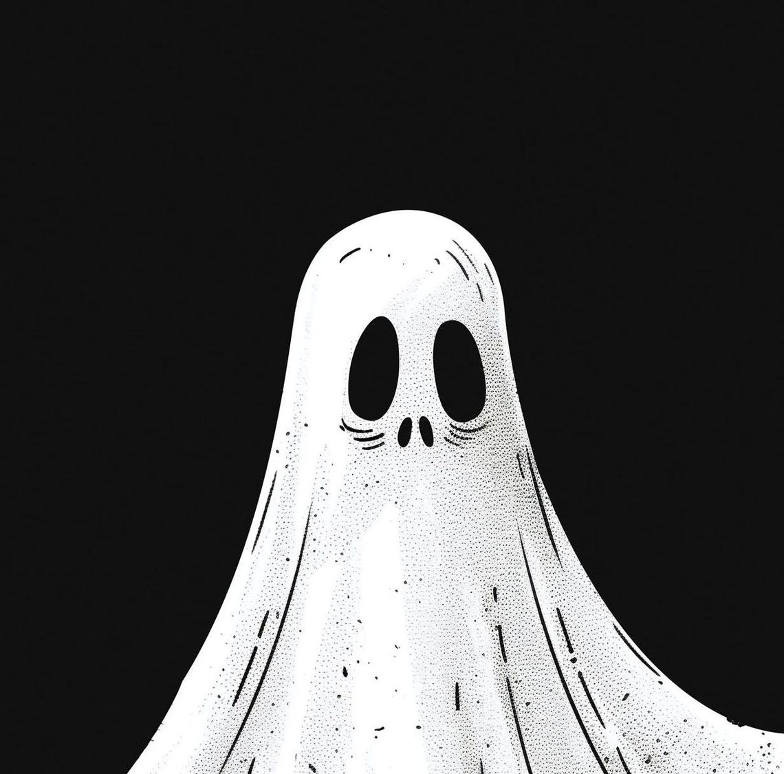 Cute White Ghost Black Background Whimsical Spooky Halloween Poster - Image 5