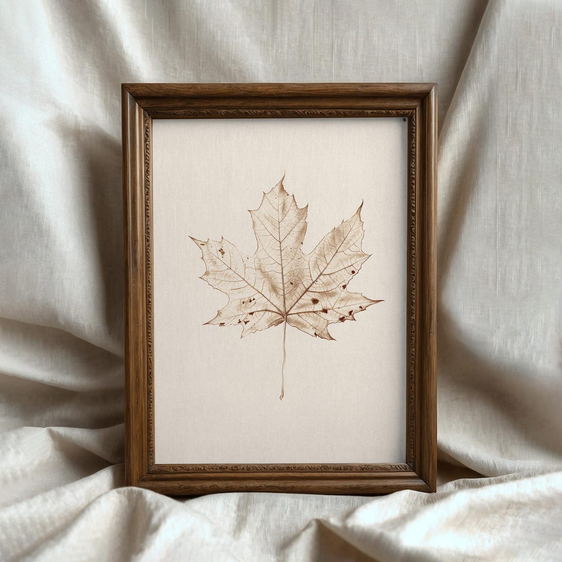 Vintage Maple Leaf Skeleton Pressed Leaf Botanical Neutral Poster - Image 5