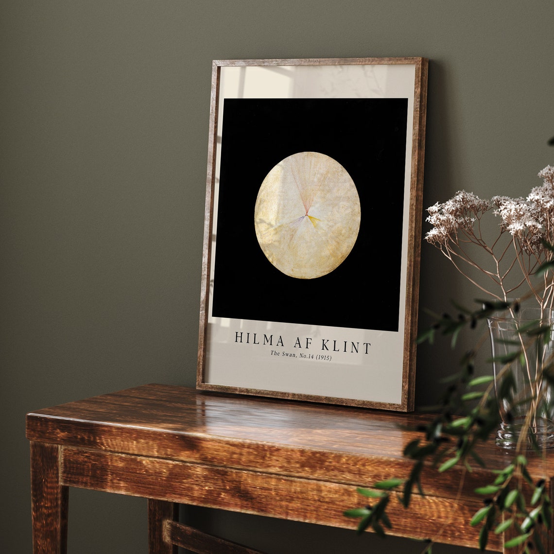 Hilma af Klint The Swan No.14 1915 Glowing White Orb Black Poster - Image 4