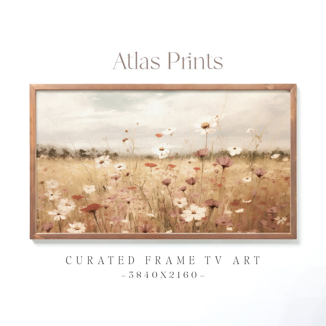 Warm Wildflower Meadow Cosmos Daisies Frame TV Golden Field Poster