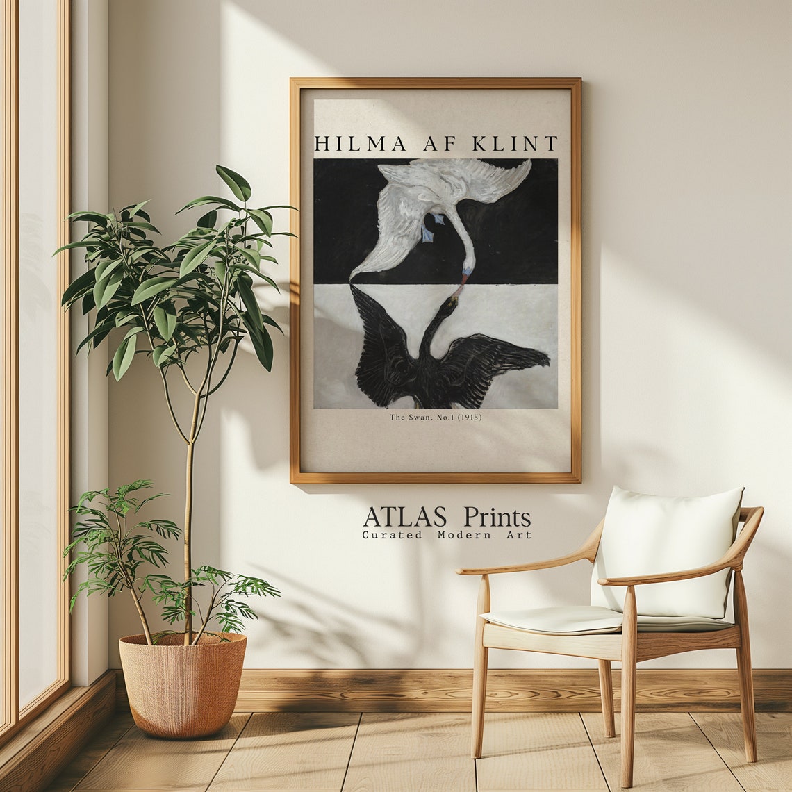 Hilma af Klint The Swan No 1 Black White Swans Modern Art Poster - Image 2