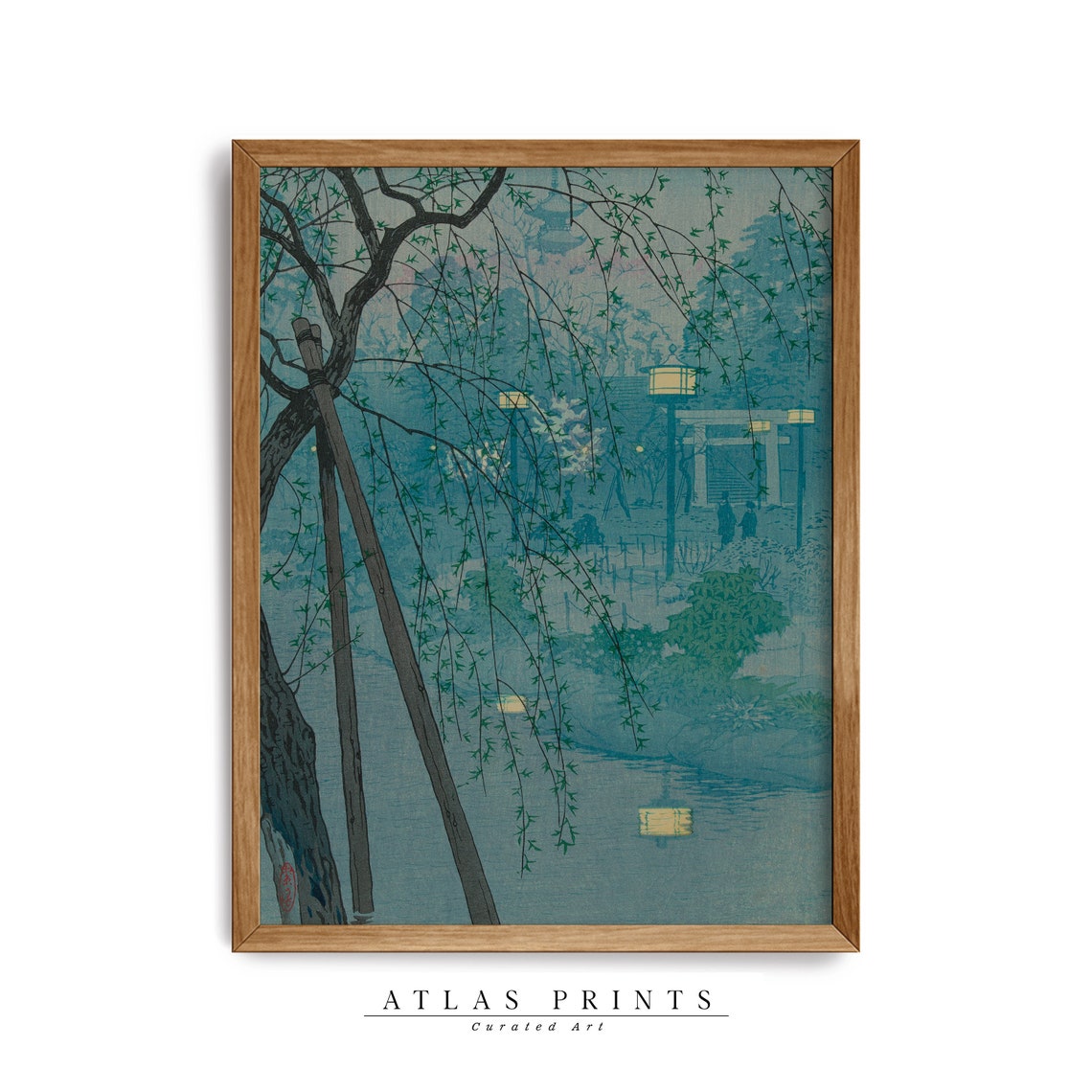 Kawase Hasui Japanese Garden Evening Ukiyo E Woodblock Poster
