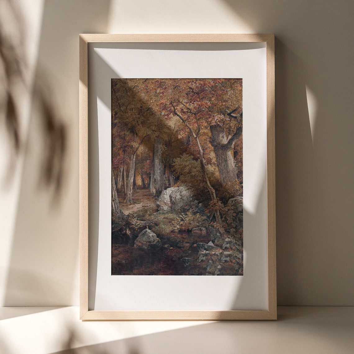 Vintage Autumn Forest Stream Landscape Antique Painting Poster - Image 5
