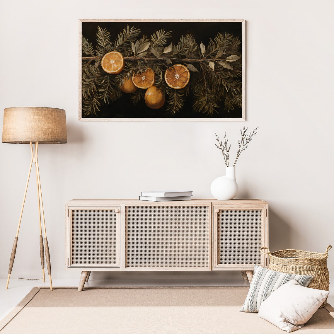Christmas Garland With Dried Oranges On Fir Branches Frame Tv Poster - Image 3