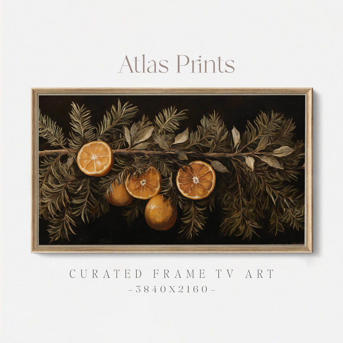 Christmas Garland With Dried Oranges On Fir Branches Frame Tv Poster