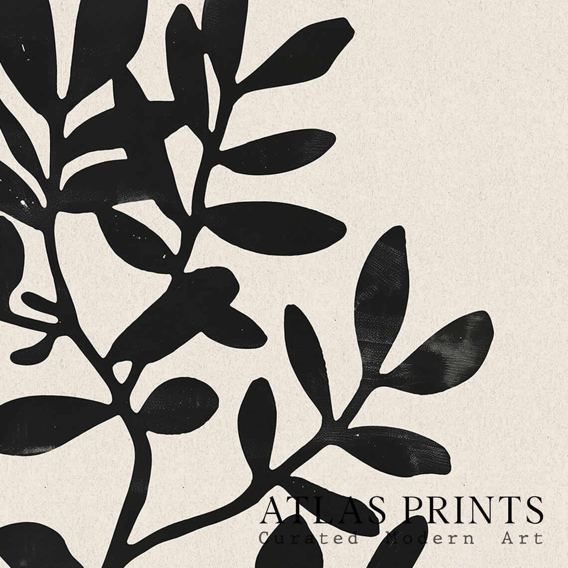 Black Potted Plant Silhouette Warm Cream Minimalist Art Poster - Image 4