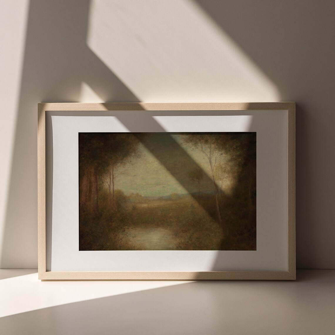 Moody Vintage Forest Landscape With Still Pond Tonalism Style Painting Poster - Image 3