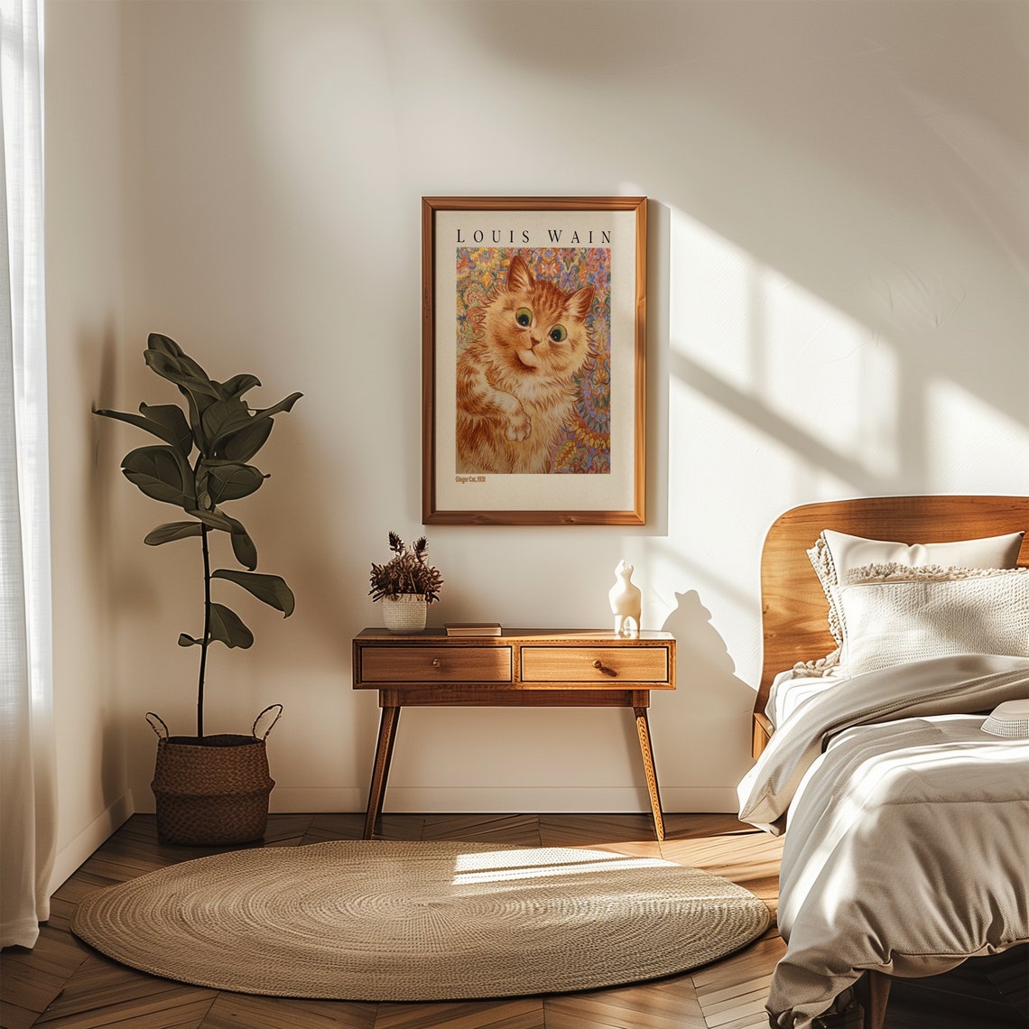 Louis Wain Ginger Cat 1931 Big Eyed Kitten Whimsical Art Poster - Image 2
