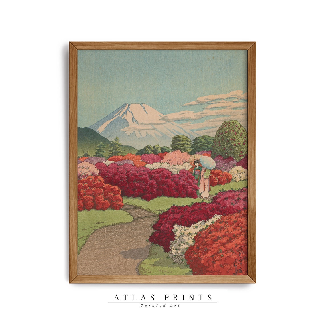 Kawase Hasui Mount Fuji Azalea Garden Spring Japanese Artwork Poster