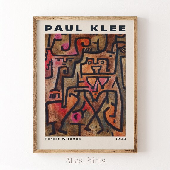 Midcentury Modern Wall Art Paul Klee Print Klee Forest Witches Poster Abstract Portrait Painting Minimalist Bedroom Decor