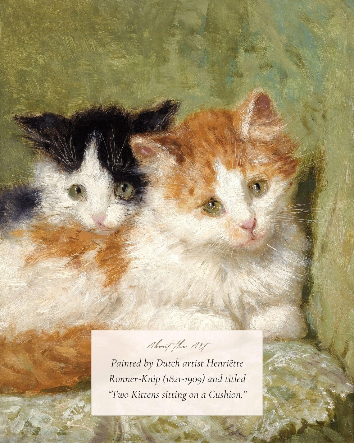 Two Kittens Sitting on a Cushion Vintage Art Print - Image 2