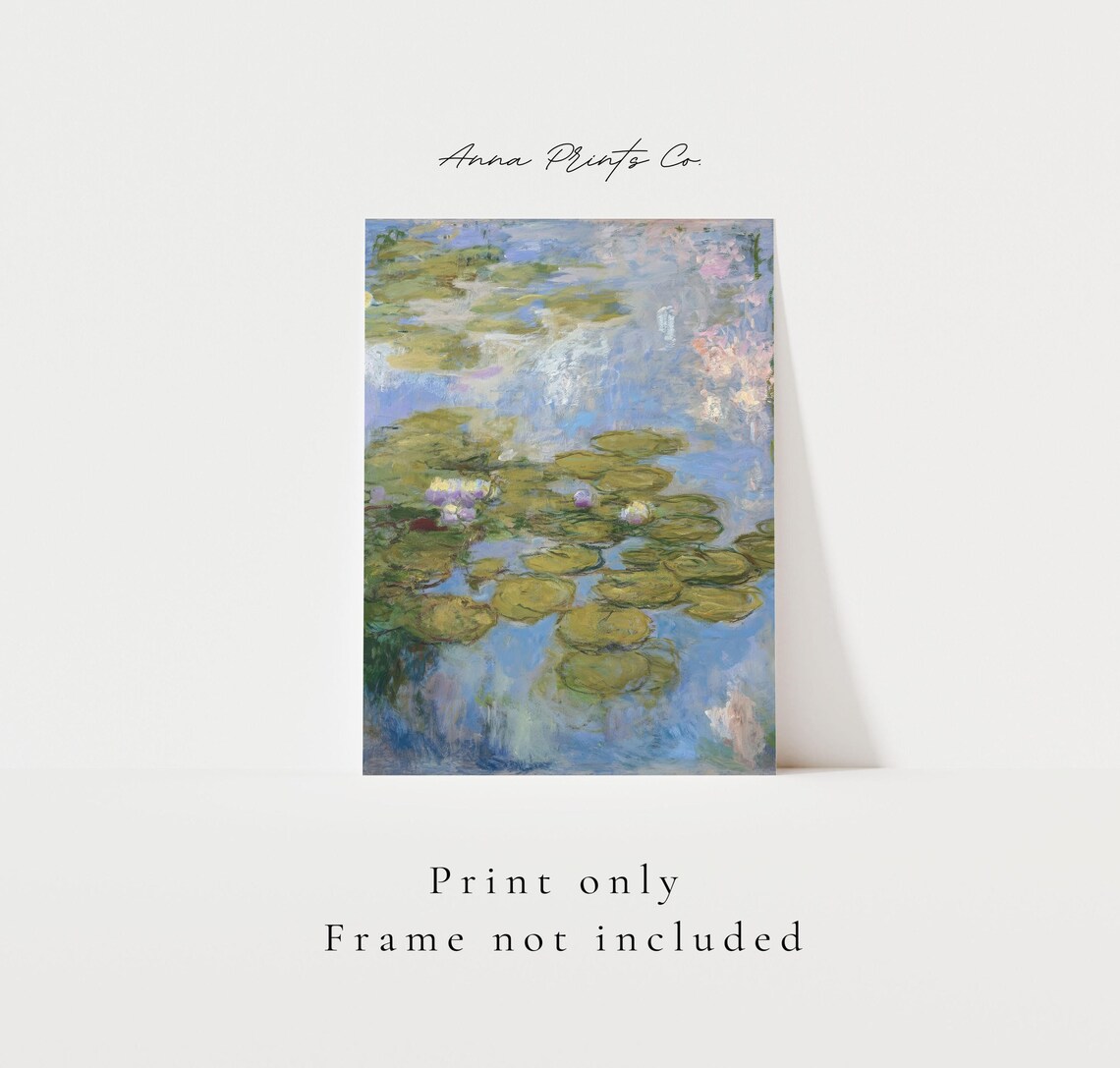 Monet-Inspired Water Lilies Art Print, Vintage Impressionist - Image 3