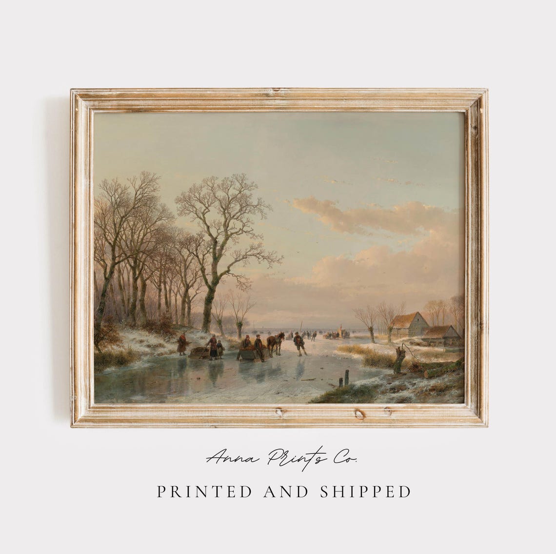 Frozen Canal Winter Landscape With Figures Dutch Style Art Print