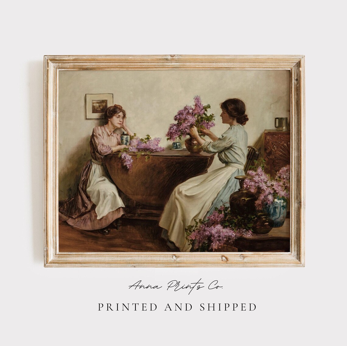 Women Arranging Flowers, Vintage Floral Art Print