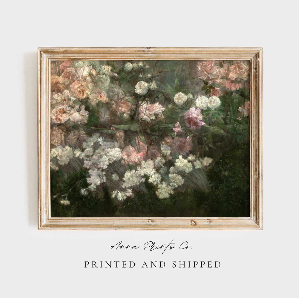 Victorian Rose Garden Abstract Art Print, Cottagecore