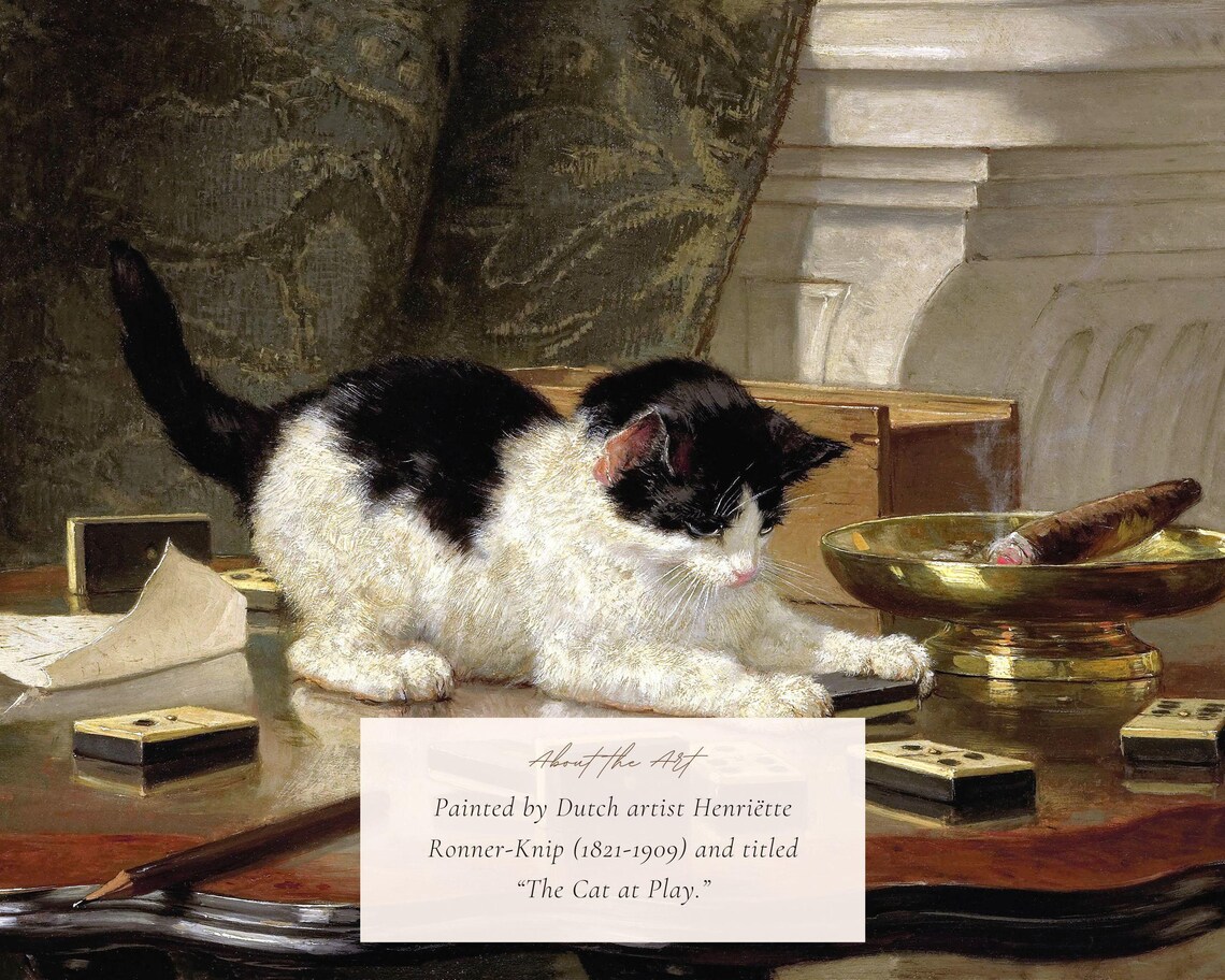 Vintage Cat Painting, Victorian Farmhouse Art Print - Image 2