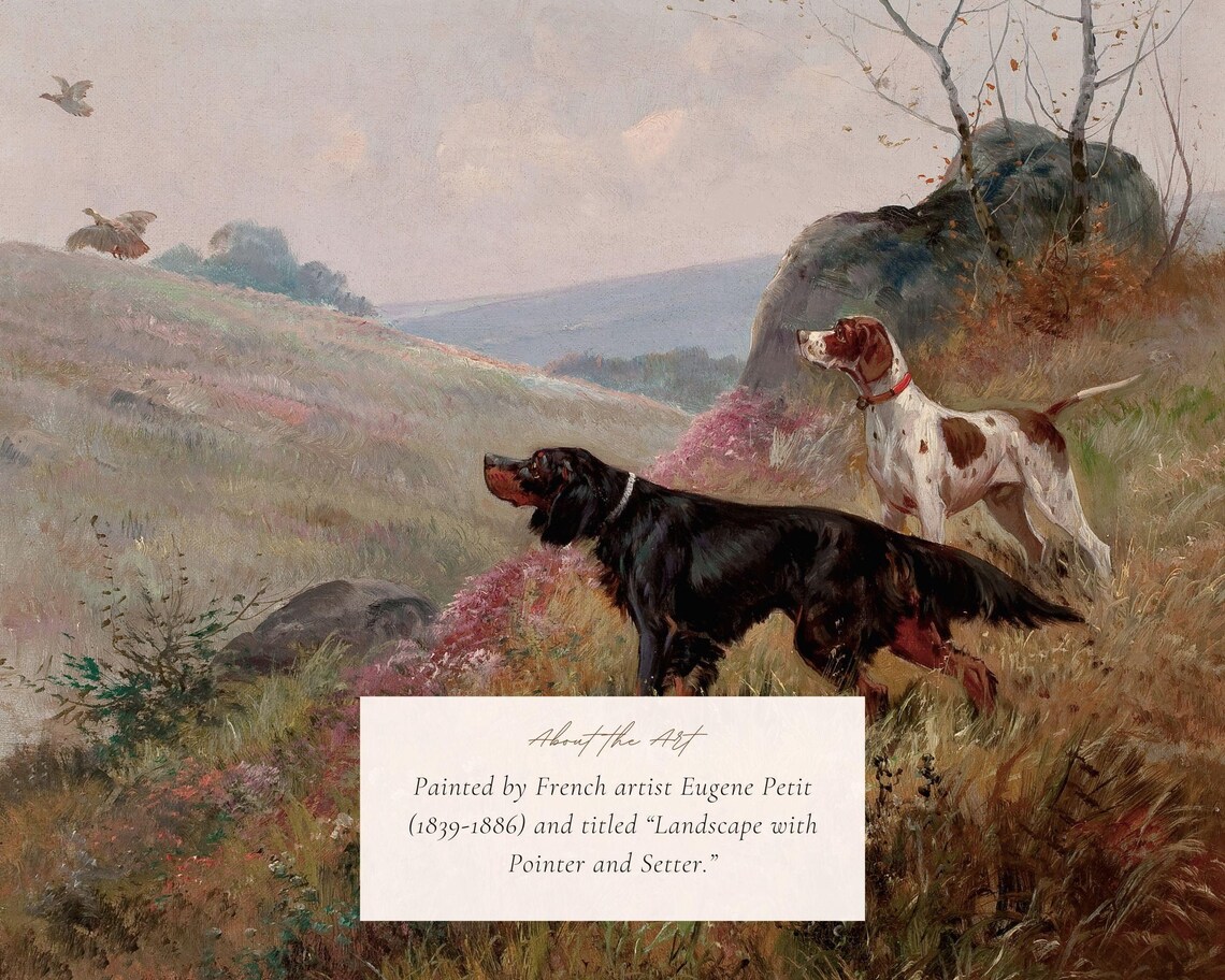 Vintage Landscape With Dogs, Victorian Art Print - Image 2