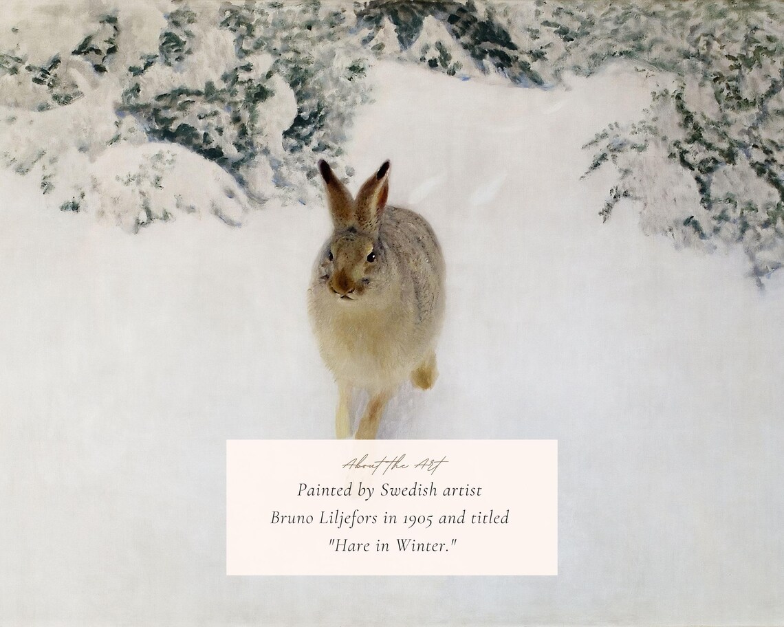 Hare In A Snowy Landscape, Vintage Winter Print - Image 3