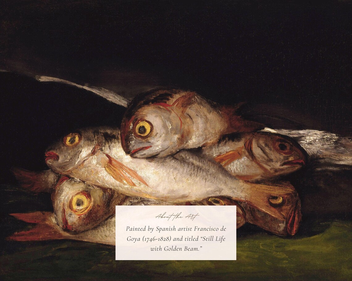 Antique Still Life With Fish, Vintage Art Print - Image 2