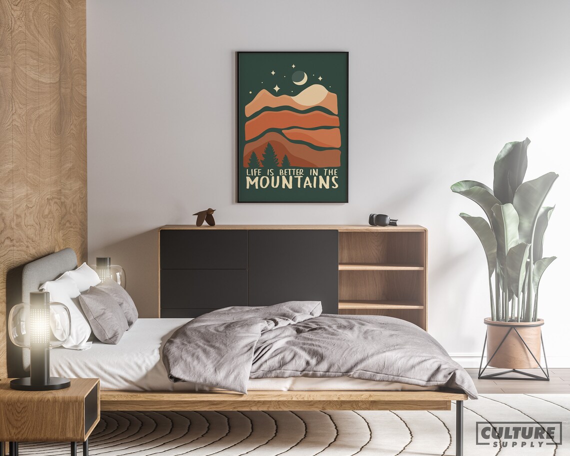 Life Is Better in the Mountains Sunset Moon Adventure Poster - Image 3