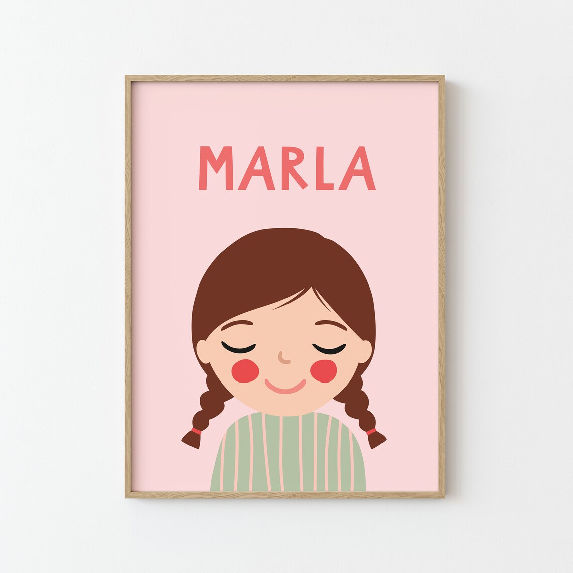 Personalized Portrait Girl With Brown Hair Art Print