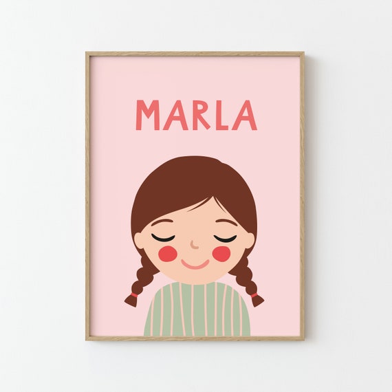Personalized Portrait Girl With Brown Hair Art Print