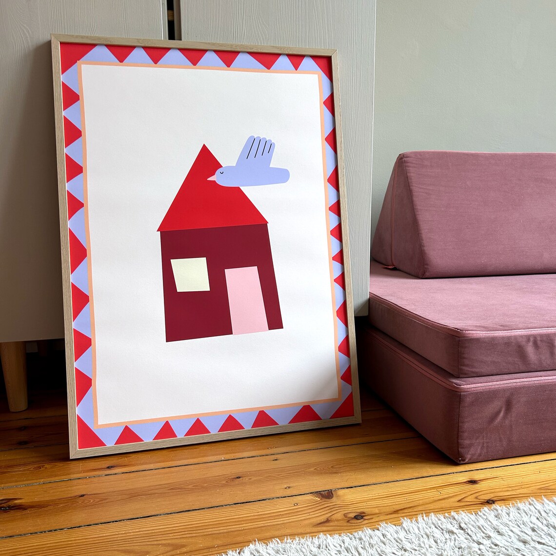 House Bird Illustration Poster, Nursery Kids Decor - Image 3