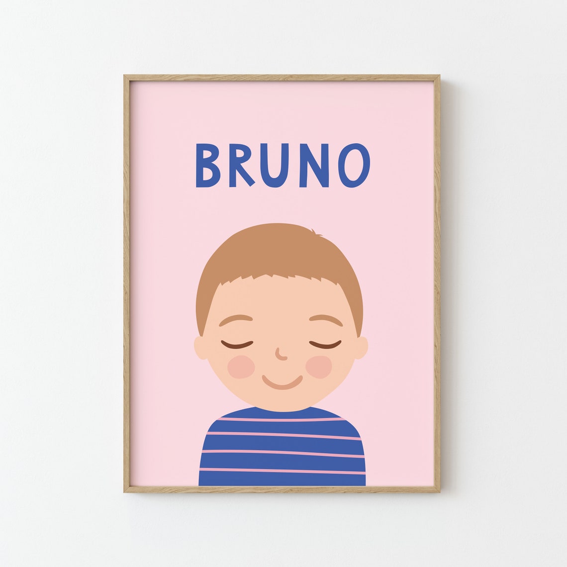 Personalized Name Marlo Smiling Boy Pink Kids Room Nursery Poster - Image 2