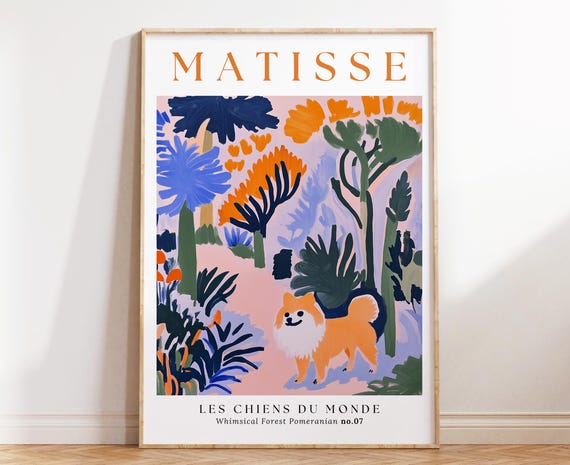 Pomeranian Art Print Matisseinspired Whimsical Forest Decor