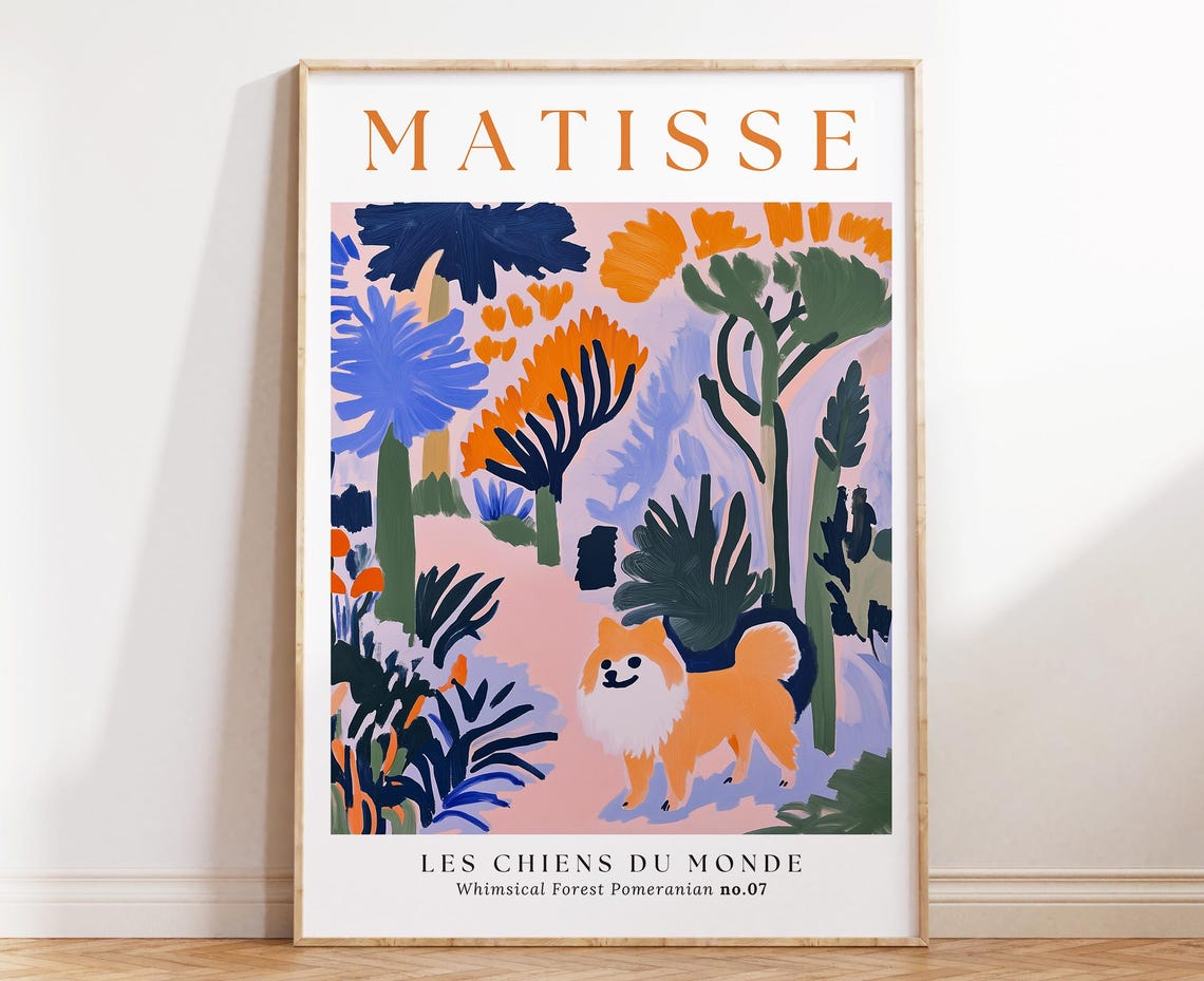 Matisse Inspired Pomeranian Art Print Colorful Forest Dog Wall Decor
