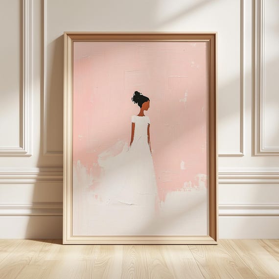 Girl In White Dress Minimalist Nursery Art Print
